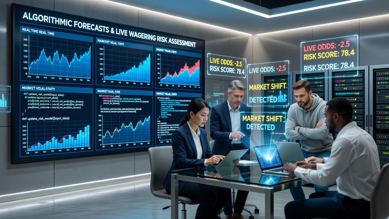 Risk assessment dashboard displaying algorithmic probability shifts during live events