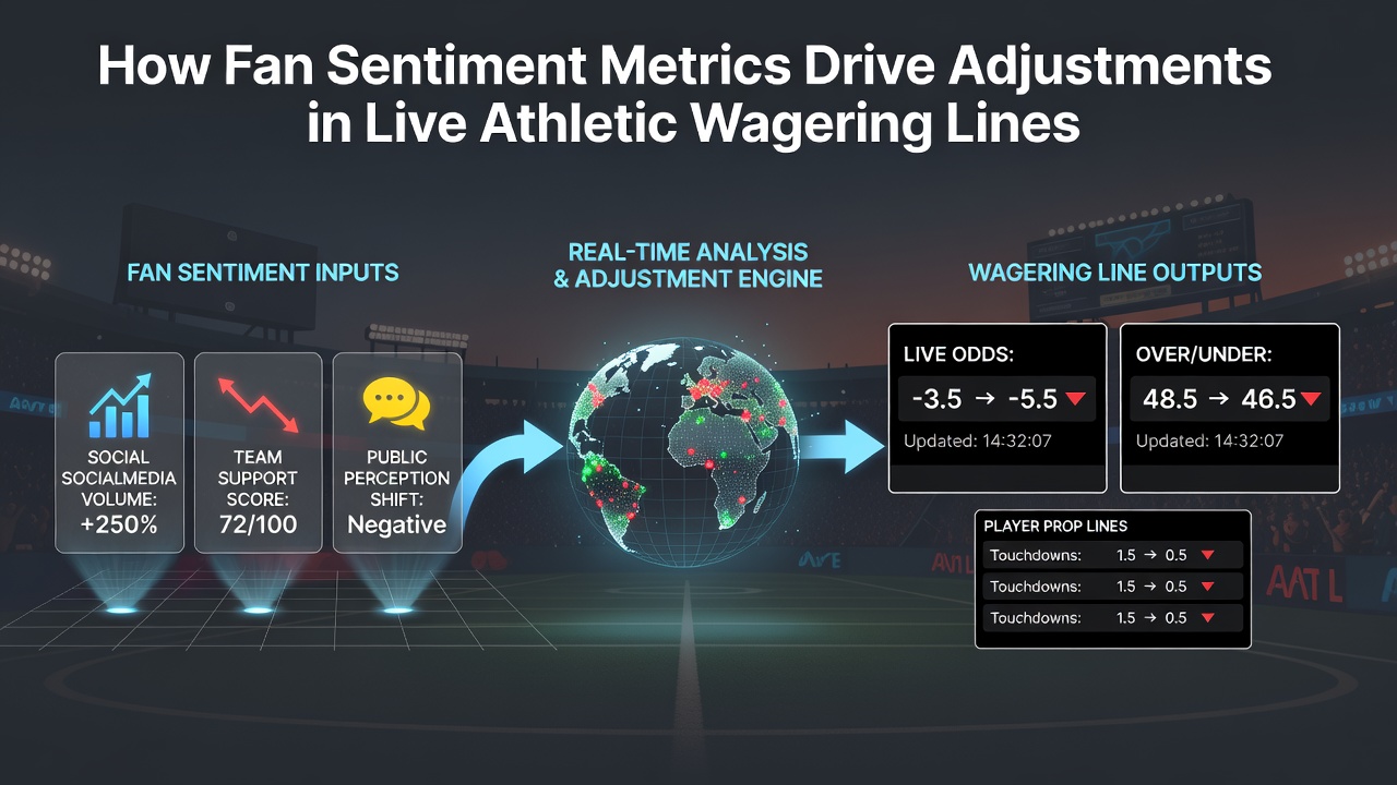 Visualization of fan sentiment metrics influencing real-time sports betting odds